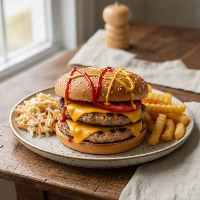 Chicken cheese burger double chicken