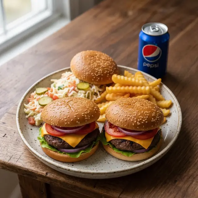 Plat Burger + Pepsi